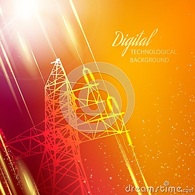 Electric power transmission tower. Vector Illustration