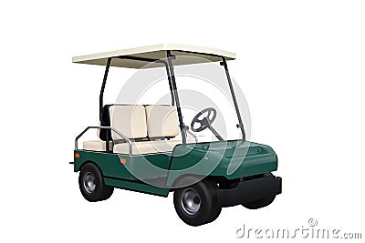 Electric powered golf buggy also used to transport guests at a hotel or resort. Isolated 3d illustration Stock Photo