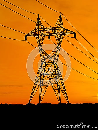 Electric powerlines Stock Photo