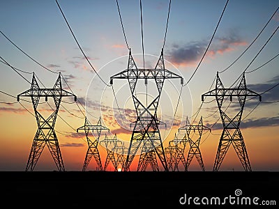 Electric powerlines Stock Photo