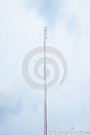Electric receive antenna and television signal wire Stock Photo