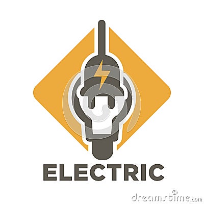 Electric repair and electrician service and works isolated icon vector thunder and light bulb Vector Illustration