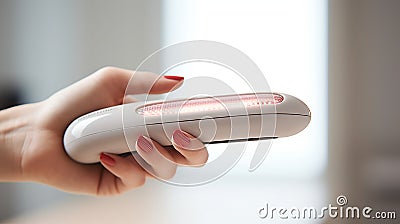 Electric roller nail file to remove rough skin generated by AI tool. Stock Photo