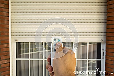 Electric roller shutter Stock Photo