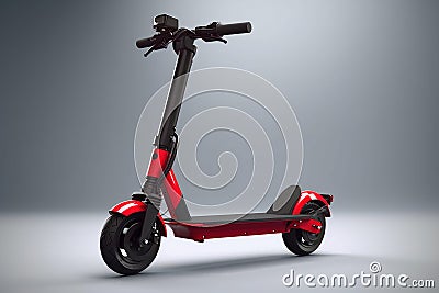 Electric scooter on gray background, eco alternative transport, AI Generated Stock Photo