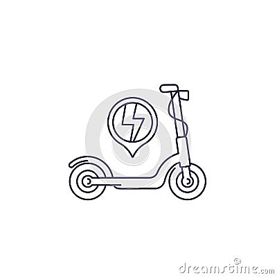 Electric scooter icon on white, line vector Stock Photo