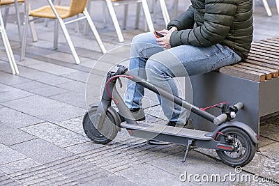 Electric scooters have become a fast and environmentally friendly means of individual transport Stock Photo