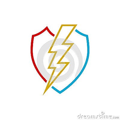 Electric Security Logo concept isolated on white background Vector Illustration