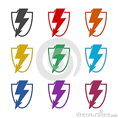 Electric Security Logo concept. Set icons colorful Vector Illustration