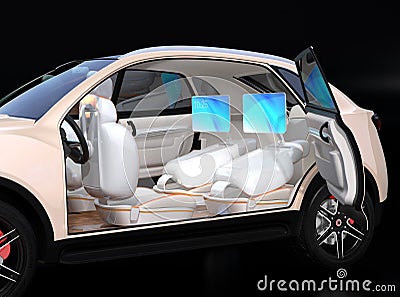 Electric self-driving SUV car interior design Stock Photo