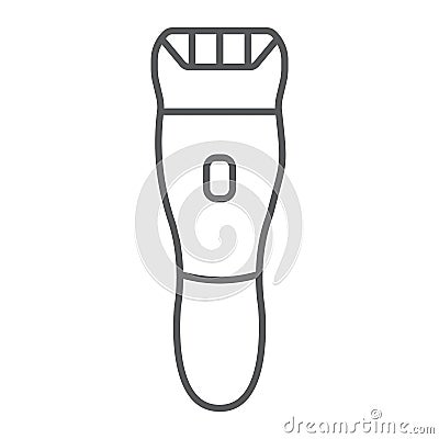 Electric shaver thin line icon, barber and hairstyle, hairclipper sign, vector graphics, a linear pattern on a white Vector Illustration