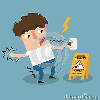 Electric shock risk caution sign. Vector Illustration