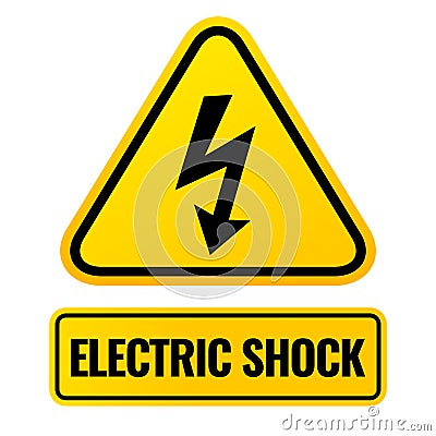Electric shock warning sign with lightning symbol Vector Illustration