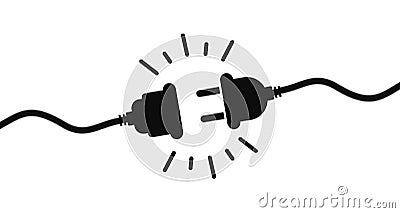 Electric socket with a plug. Connection and disconnection concept. Concept of 404 error connection Vector Illustration