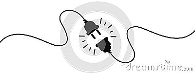 Electric socket with a plug. Connection and disconnection concept. Concept of 404 error connection Vector Illustration