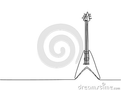 Electric solo guitar one line art. Continuous line drawing of musical, equipment, song, guitar, electric, melody, rock Vector Illustration