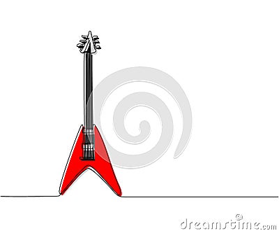 Electric solo guitar one line color art. Continuous line drawing of musical, equipment, song, guitar, electric, melody Vector Illustration