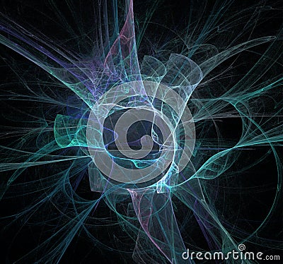 electric space, glowing blue star, waves of light Stock Photo