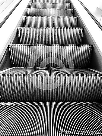 Electric stairs in black and white. Stock Photo