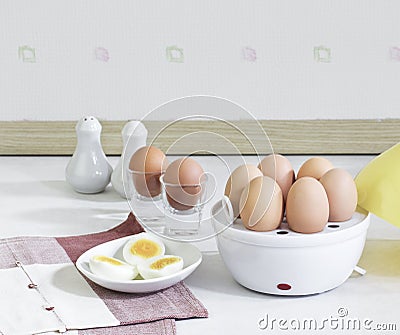 Electric steam egg machine Stock Photo