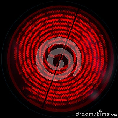 Electric stove red hot coil, top view circle Stock Photo