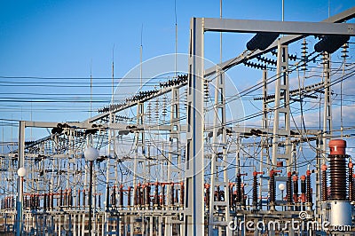 Electric substation and distribution power Stock Photo
