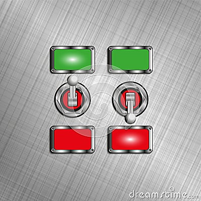 Electric switches with light indicators. Vector illustration. Vector Illustration