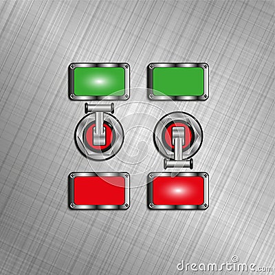 Electric switches with light indicators. Vector illustration. Vector Illustration