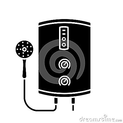 Electric tankless water heater glyph icon Vector Illustration