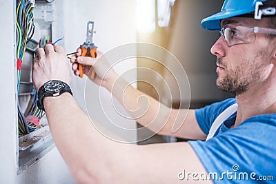 Electric Technician Job Stock Photo