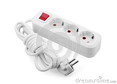 Electric tee with a plug inserted in the wire Stock Photo