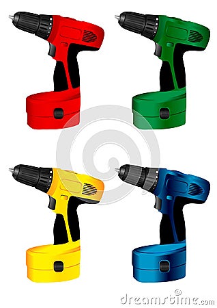 Electric tool drill Vector Illustration