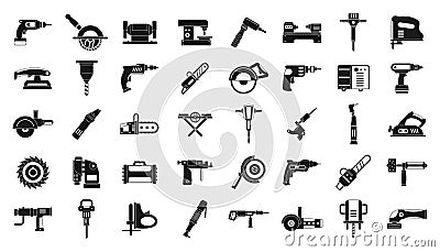 Electric tools icon set, simple style Vector Illustration