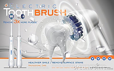 Electric toothbrush ad Vector Illustration