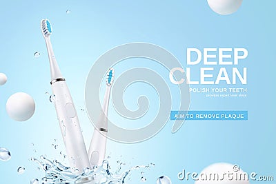 Electric toothbrush ad template Vector Illustration