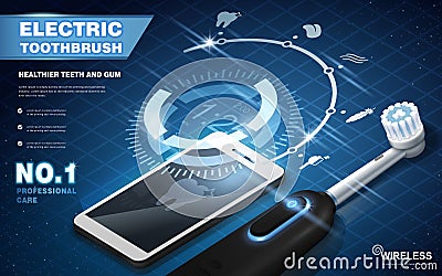 Electric toothbrush ads Vector Illustration