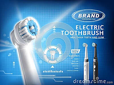 Electric toothbrush ads Vector Illustration