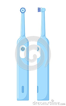 Electric toothbrush from different sides. Dental tool for oral hygiene. Vector illustration Vector Illustration