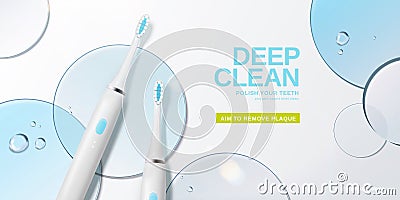 Electric toothbrush promo ad Vector Illustration