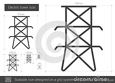 Electric tower line icon. Vector Illustration