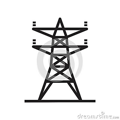 Electric tower, Overhead power line icon template black color editable. Electric tower, Overhead power line icon symbol Flat Vector Illustration