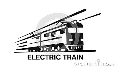 Electric train emblem on white background Vector Illustration