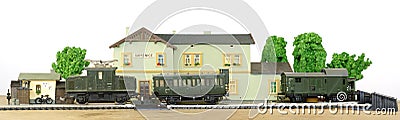 Electric train railway station miniature Stock Photo