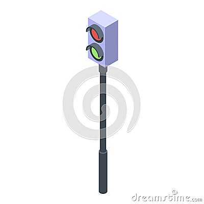 Electric train traffic lights icon, isometric style Vector Illustration