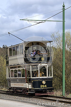 Electric tram at Beamish Open Air Museum Editorial Stock Photo