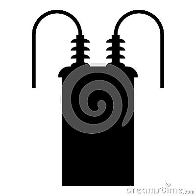 Electric transformer high voltage substation energy power icon black color vector illustration image flat style Vector Illustration