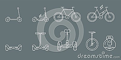 Electric Transport Icons - Set Web and Mobile 01 Vector Illustration