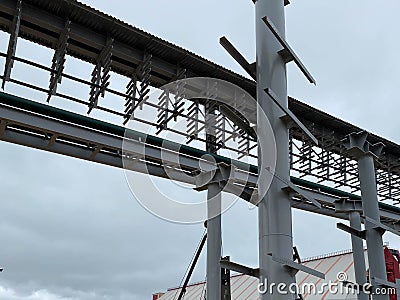 Electric trays for electrical and data cabling on site Stock Photo