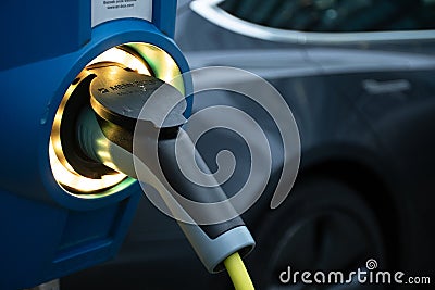 Electric vehicle charging station Editorial Stock Photo