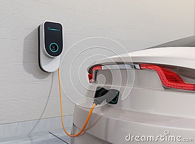 Electric vehicle charging station for home Stock Photo